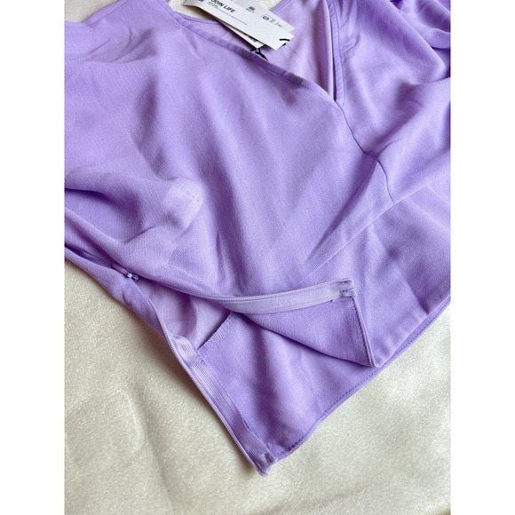 Zara Women's Chiffon Cropped Fitted Waist Top‎ Purple Size S - Picture 8 of 8